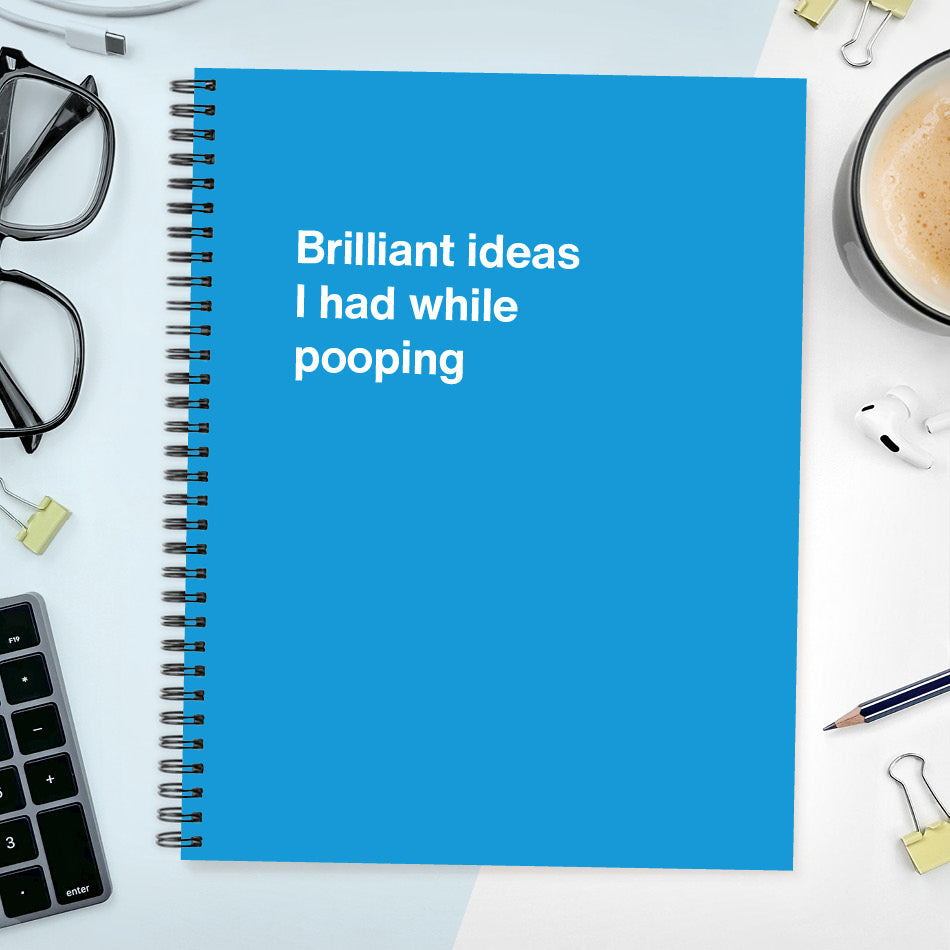 
                  
                    A funny notebook from WTF Notebooks® entitled "Brilliant ideas I had while pooping"
                  
                