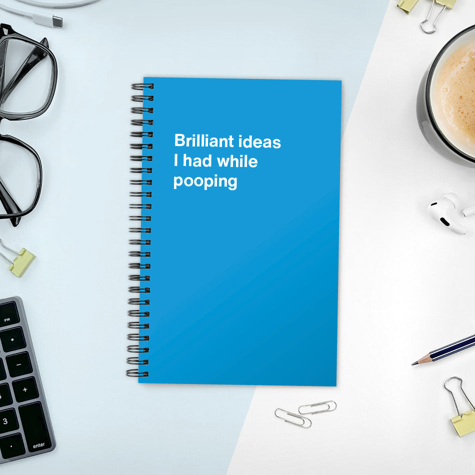 
                  
                    A funny notebook from WTF Notebooks® entitled "Brilliant ideas I had while pooping"
                  
                