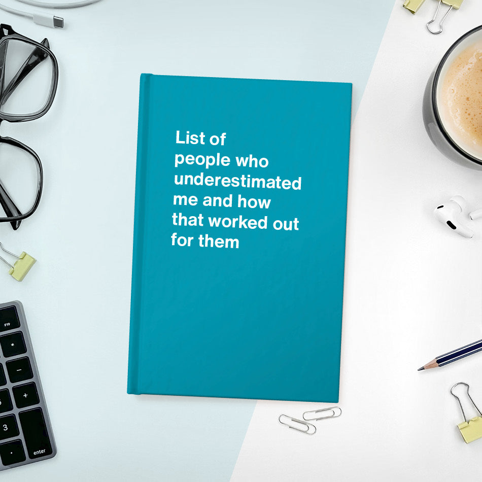 A funny notebook from WTF Notebooks® entitled 