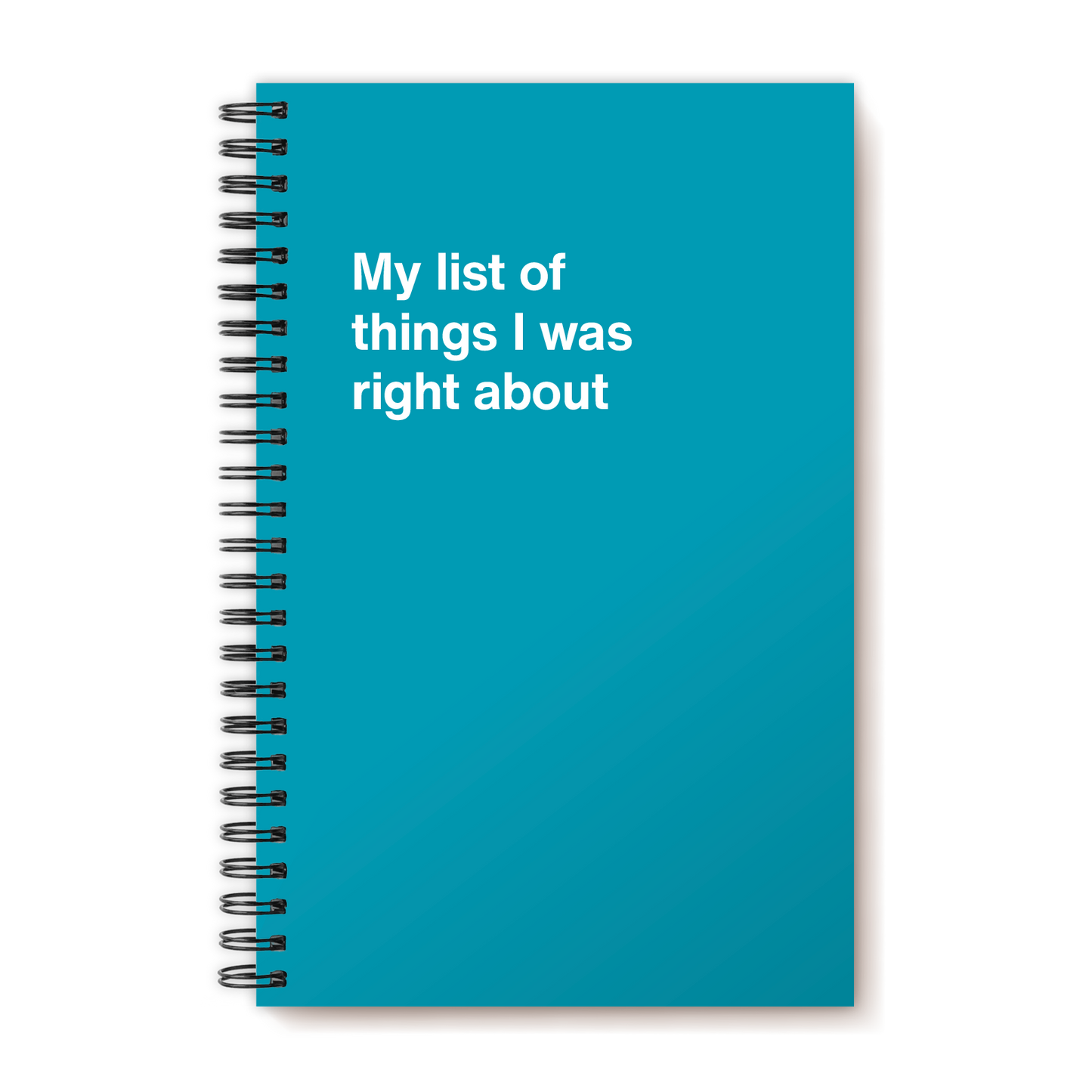 A funny notebook from WTF Notebooks® entitled "My list of things I was right about"