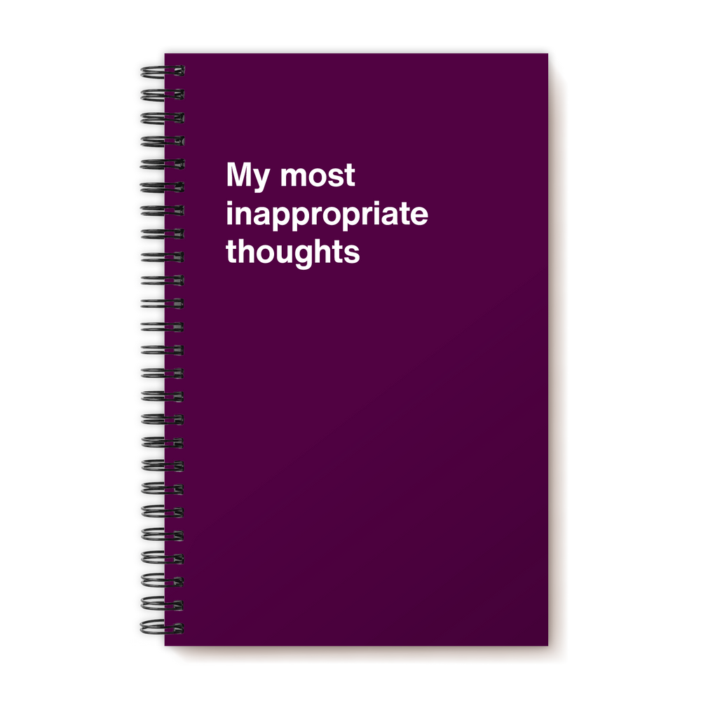A funny notebook from WTF Notebooks® entitled "My most inappropriate thoughts"