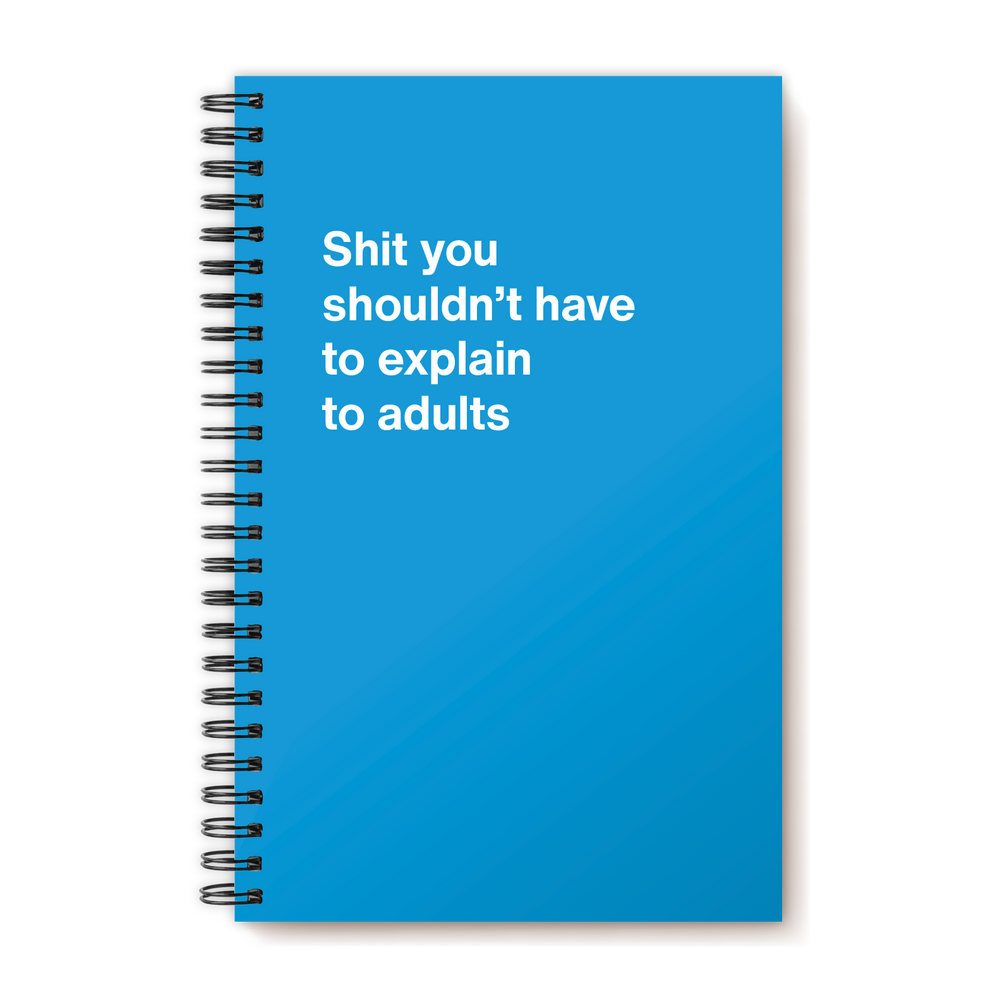 A funny notebook from WTF Notebooks® entitled "Shit you shouldn’t have to explain to adults"